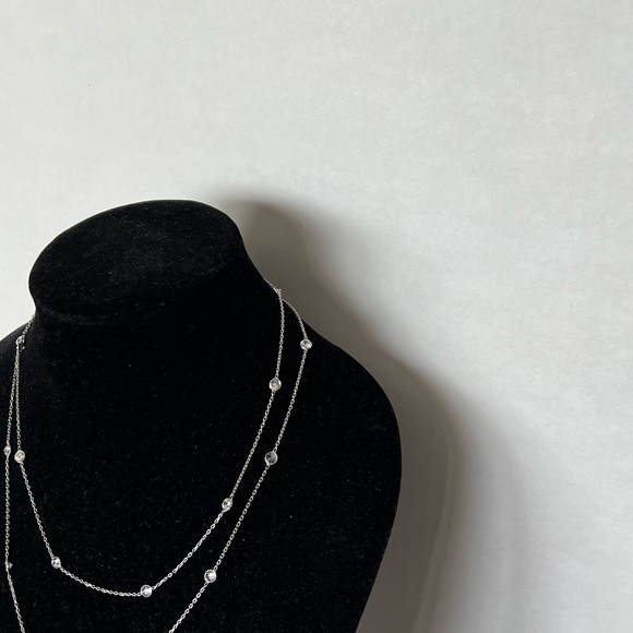 GABI RIELLE Sterling Silver Cubic Zirconia Station Wrap Long Necklace - Picture 4 of 10